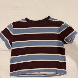BDG Striped Short Sleeve Tee in Brown, Blue, Cream